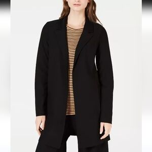 Eileen Fisher Washable Crepe Black Blazer Jacket Pockets Lapels  Petite M